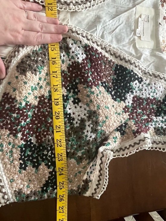 Anthropologie 24W Printed V-Neck Maxi Dress floral crochet bodice ivory, boho - Picture 7 of 10